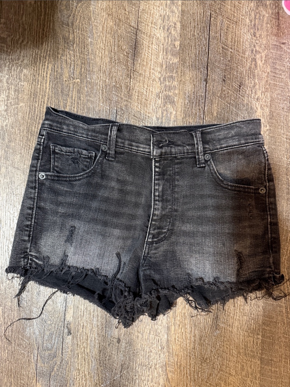 Lucky Brand Faded Black Frayed Denim Shorts